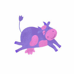 funny cow drawn in pencil texture