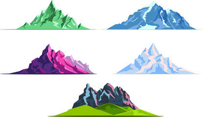 set of colorful vector mountains