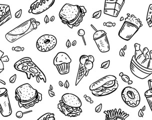 fast food seamless vector pattern
