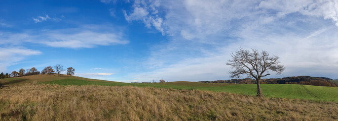 scenic panorama view of natural landscape under a cloudy sky