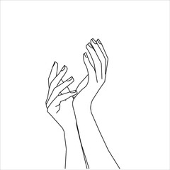 Woman hands outline stock illustrations on white background