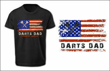 USA Flag Darts Dad T-Shirt Design