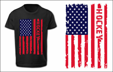 USA Flag Hockey T Shirt Design