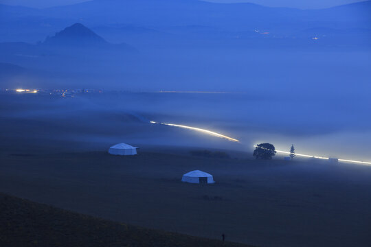 Bashang grassland alba and white tents