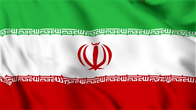 Iran's national flag is waving in the seamless video. Animated Iran flag video. Close up Iran's national flag. Smooth fabric waves. 