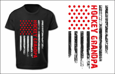 Fototapeta premium Hockey Grandpa T Shirt Design With USA Flag