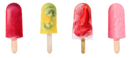 Set of tasty ice-cream isolated on white