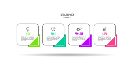 Business infographic design professional template with 4 step