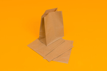 brown paper bag on a colored background
