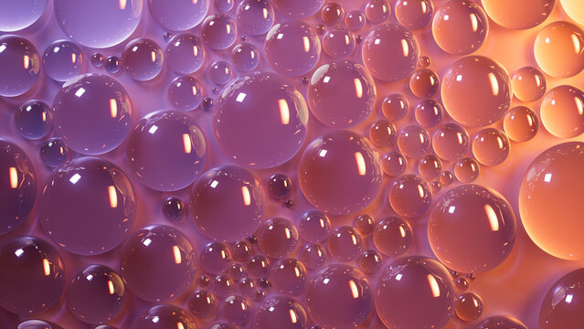 Water Drops on Orange and Pink Background. Science Wallpaper.