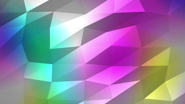 Colorful gradient transition low poly abstract background animation. 2D computer render graphic
