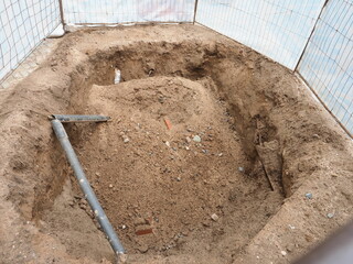 plumbing repair in the city pipe in the ground trench sewerage