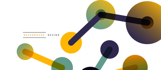 Line points connections geometric abstract background. Circles connected by lines. Trendy techno business template for wallpaper, banner, background or landing