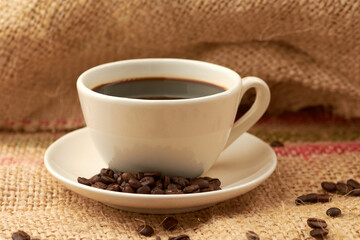 American type coffee cup, in the part of its base coffee beans are placed. vegetable fiber was used as a base