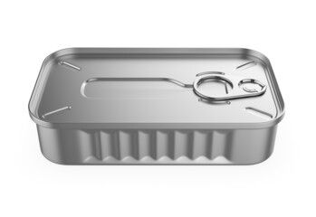 Blank Pull Tab Metal Food Can Template, 3d render illustration.