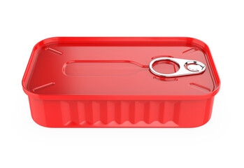 Blank Pull Tab Metal Food Can Template, 3d render illustration.