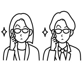 厳しい上司のイラスト素材セット　線画のみ