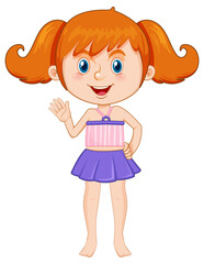 Cute girl cheerleader cartoon character on white background