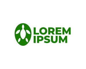 Green sea turtle tortoise leaf logo