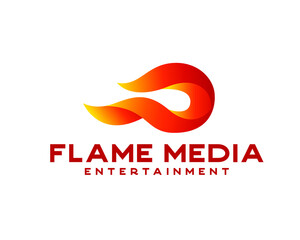 abstract burning fire flame media logo