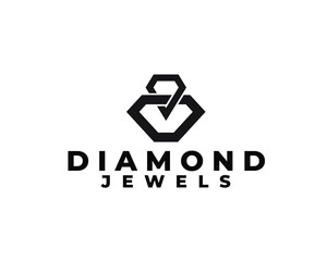 luxury and simple diamond logo outline art styledesign template Premium Vector