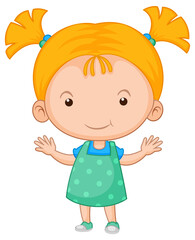 Cute girl cartoon character on white background