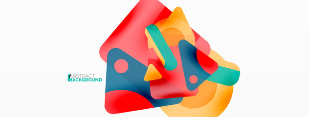 Primitive geometric shapes - line, triangle, square and circle composition. Vector geometric minimal abstract background for wallpaper, banner, background, landing page