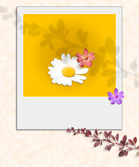 Floral Polaroid Yellow Background
