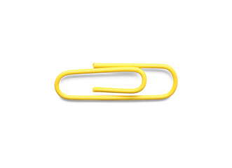 Yellow paper clip on white background