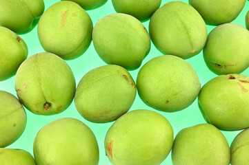 Hard japanese apricot that are not yet ripe