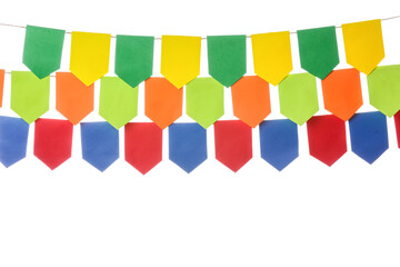 Colorful flags for Festa Junina on white background