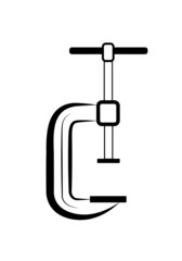 G-clamp vector icon. Clamp compression tool, fastening device.