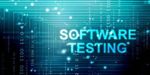 Obraz premium 2d illustration Inscription SOFTWARE TESTING on the virtual display 