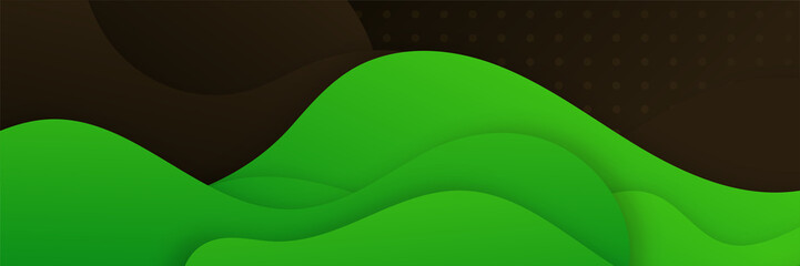 Green and black abstract banner background
