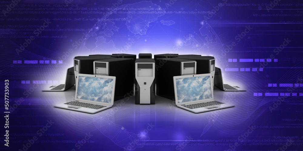 Poster 3d rendering technology computer network