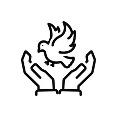 Black line icon for respective