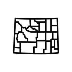 Black line icon for wyoming