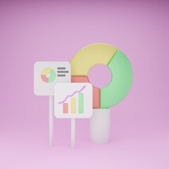 3D Financial report chart. Data analysis for business concept. 3d render illustration.