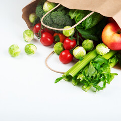 Raw vegetables on light background.