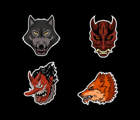 set sticker of japanese culture