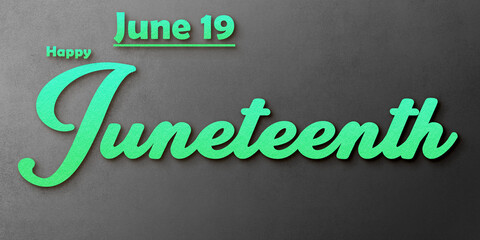 Happy Juneteenth , June month holidays. Calendar on workplace shadow Text Effect, Empty space for text