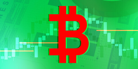 2d rendering bitcoin sign concept
