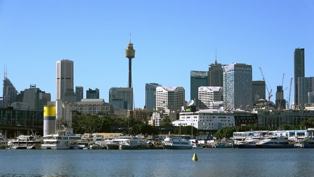 Sydney city skyline and harbor on a beautiful day