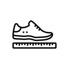 Black line icon for sized shoe