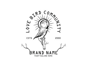 Vintage love bird community logo