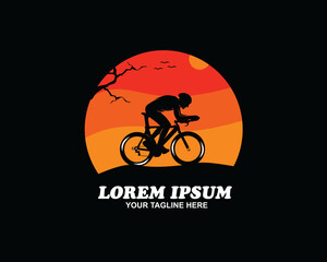 Cycling logo silhouette in the forest