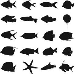 Fish silhouette set collection