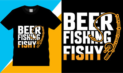 Fishing T-Shirt Design, Fishing boat, Fishing labels, vector illustration, T-shirt, Vintage fishing emblems, BEER FISHING FISHY