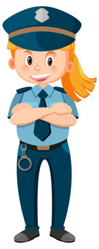 Police officer cartoon character on white background