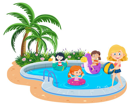 Children at swimming pool